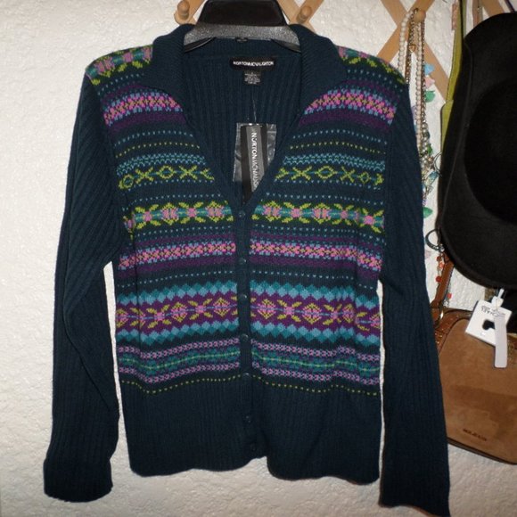 Norton McNaughton Fair Isle Button Down Cardigan L - Picture 1 of 3